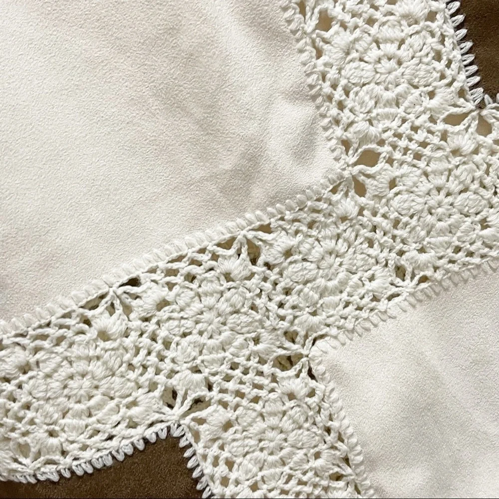 EGON FURSTENBERG Women’s Boho Ivory Brown Patchwork Granny Square Scarf